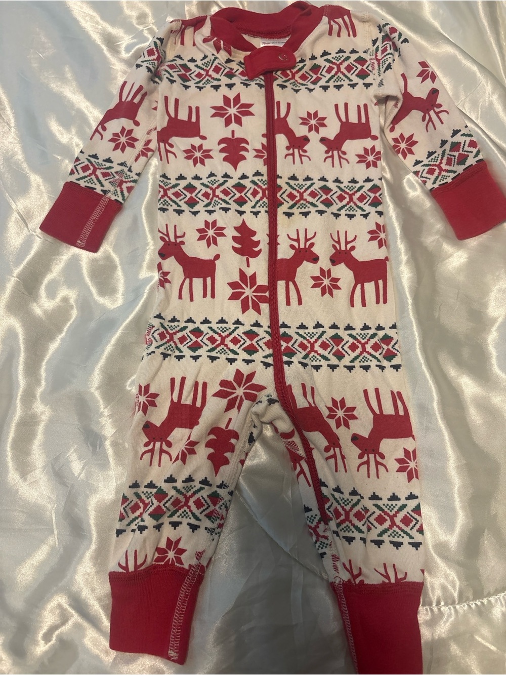 Hanna Andersson Red and Cream Reindeer Footie Pajamas